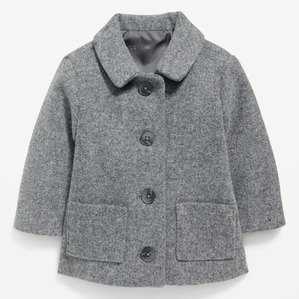 NWT Old Navy Size 12-18 M Soft Brushed Button Front Coat For Baby Boy!